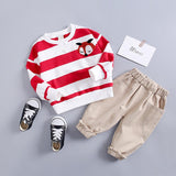 Kids Girls Boys Clothing Spring Autumn  Striped Suit 2 Pcs Set