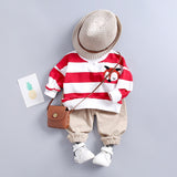Kids Girls Boys Clothing Spring Autumn  Striped Suit 2 Pcs Set