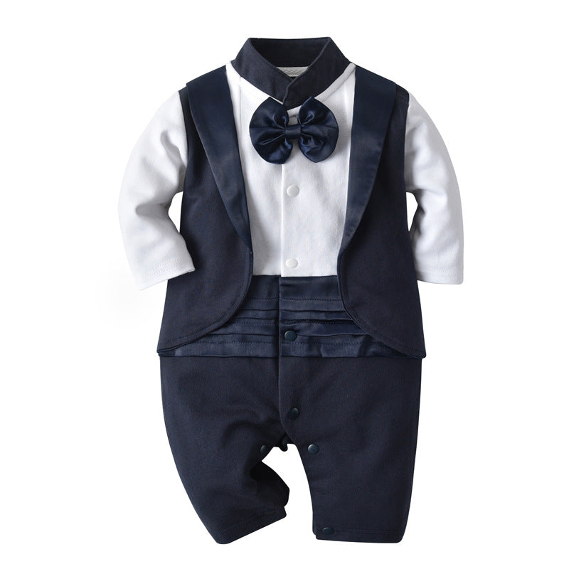 Baby Boy Suit British Style Black Climbing Trendy Rompers