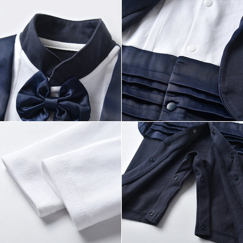 Baby Boy Suit British Style Black Climbing Trendy Rompers