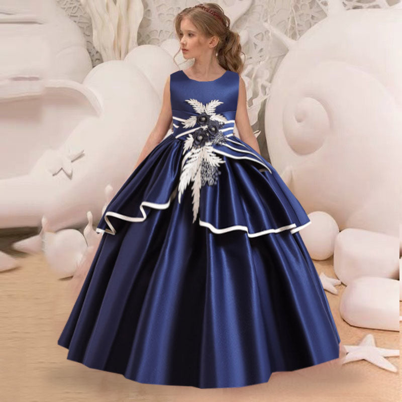 Kid Girl Wedding Flower Formal Sleeveless Lace Applique Dresses