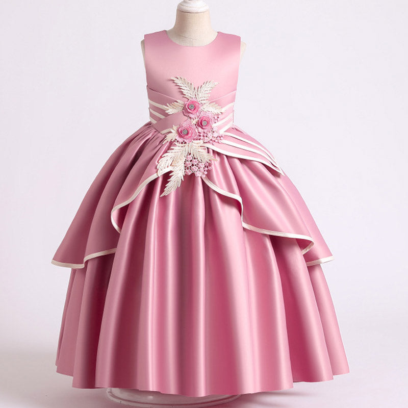 Kid Girl Wedding Flower Formal Sleeveless Lace Applique Dresses