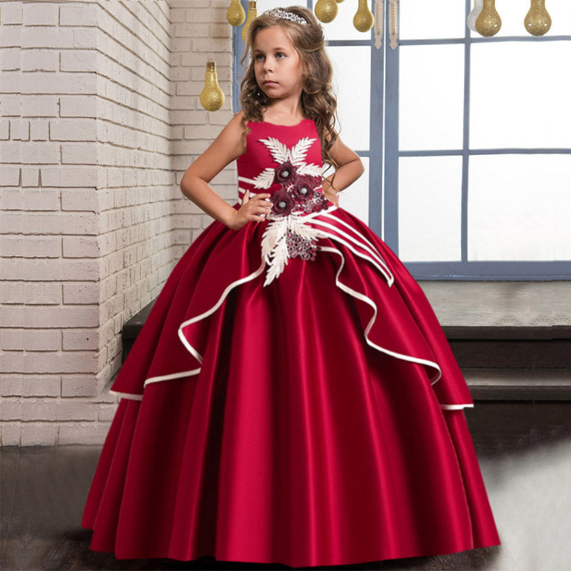 Kid Girl Wedding Flower Formal Sleeveless Lace Applique Dresses