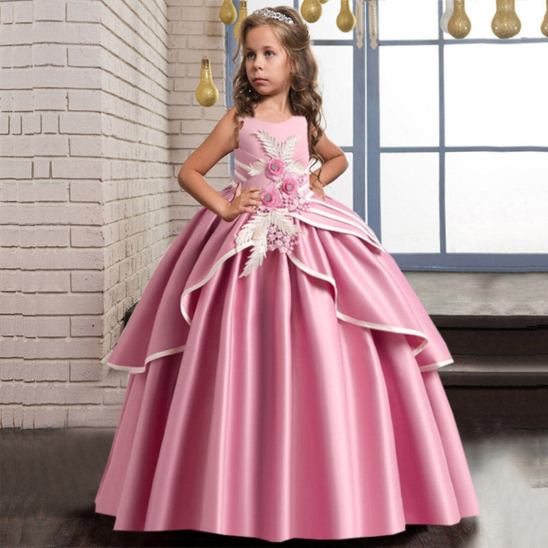 Kid Girl Wedding Flower Formal Sleeveless Lace Applique Dresses