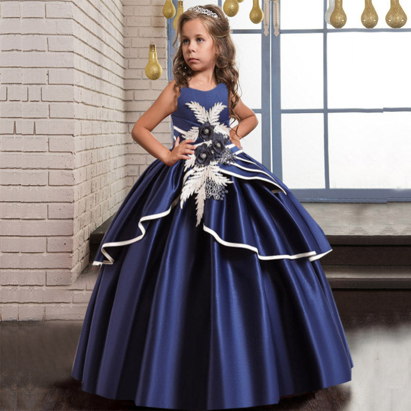 Kid Girl Wedding Flower Formal Sleeveless Lace Applique Dresses