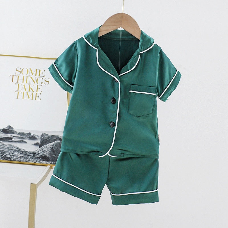 Baby Boy Girl Pajamas Set Summer Sleepwear Cartoon Printed Tops+Shorts 2 Pcs - honeylives