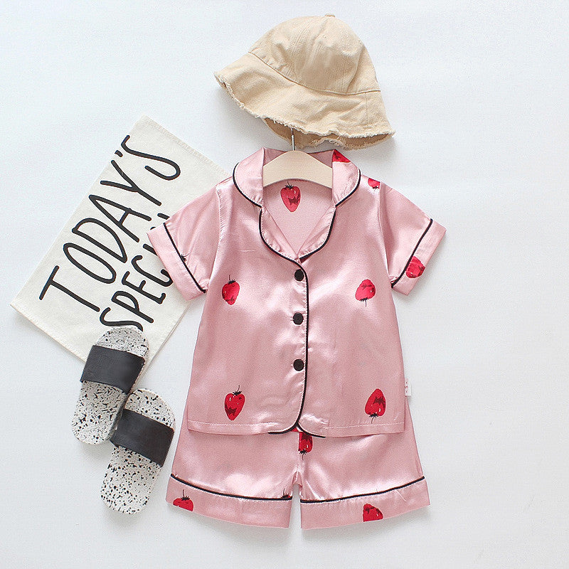 Baby Boy Girl Pajamas Set Summer Sleepwear Cartoon Printed Tops+Shorts 2 Pcs - honeylives