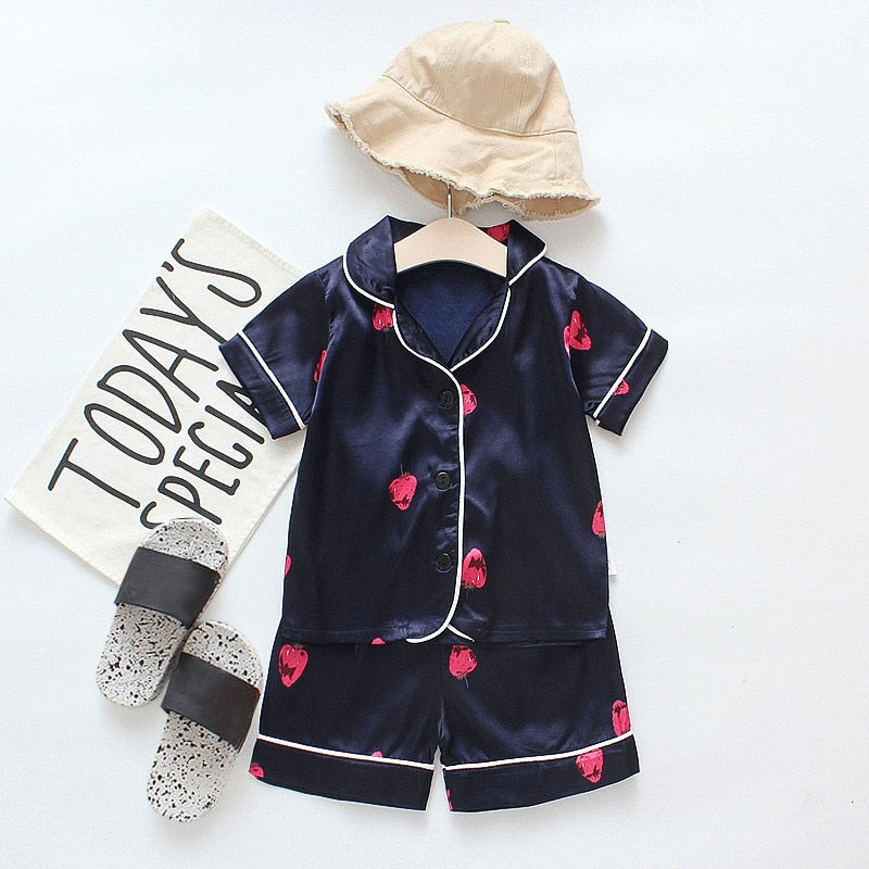 Baby Boy Girl Pajamas Set Summer Sleepwear Cartoon Printed Tops+Shorts 2 Pcs - honeylives