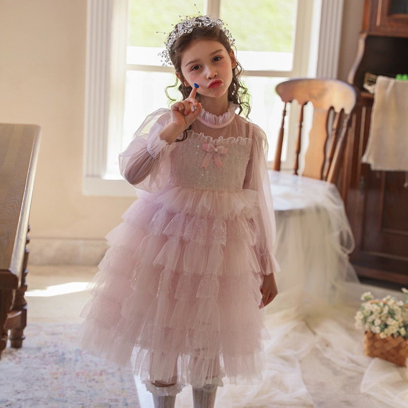 Kid Girl Princess Vestidos Spring Layered Dress
