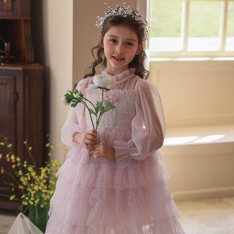 Kid Girl Princess Vestidos Spring Layered Dress