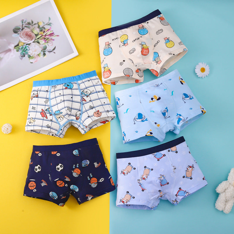 Kid Boy Underwear Cartoon Shorts Cotton Car Dinosaurs Pattern 3/5Pack Lot