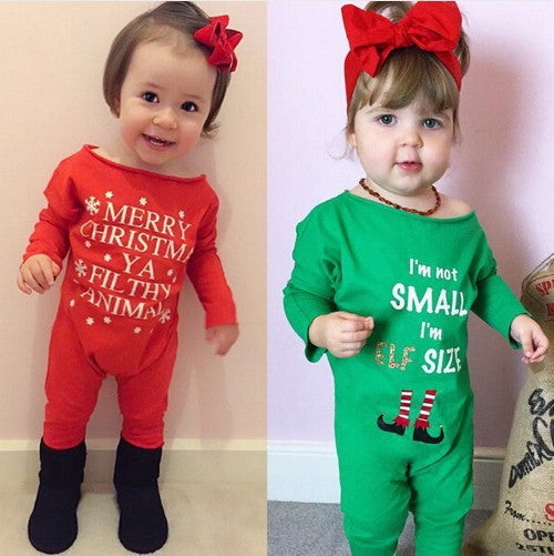 Baby Boys Green Red Christmas Rompers
