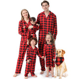Christmas Family Matching Pajamas Long Sleeve Red Plaid  Sets