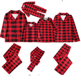 Christmas Family Matching Pajamas Long Sleeve Red Plaid  Sets