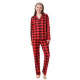 Christmas Family Matching Pajamas Long Sleeve Red Plaid  Sets