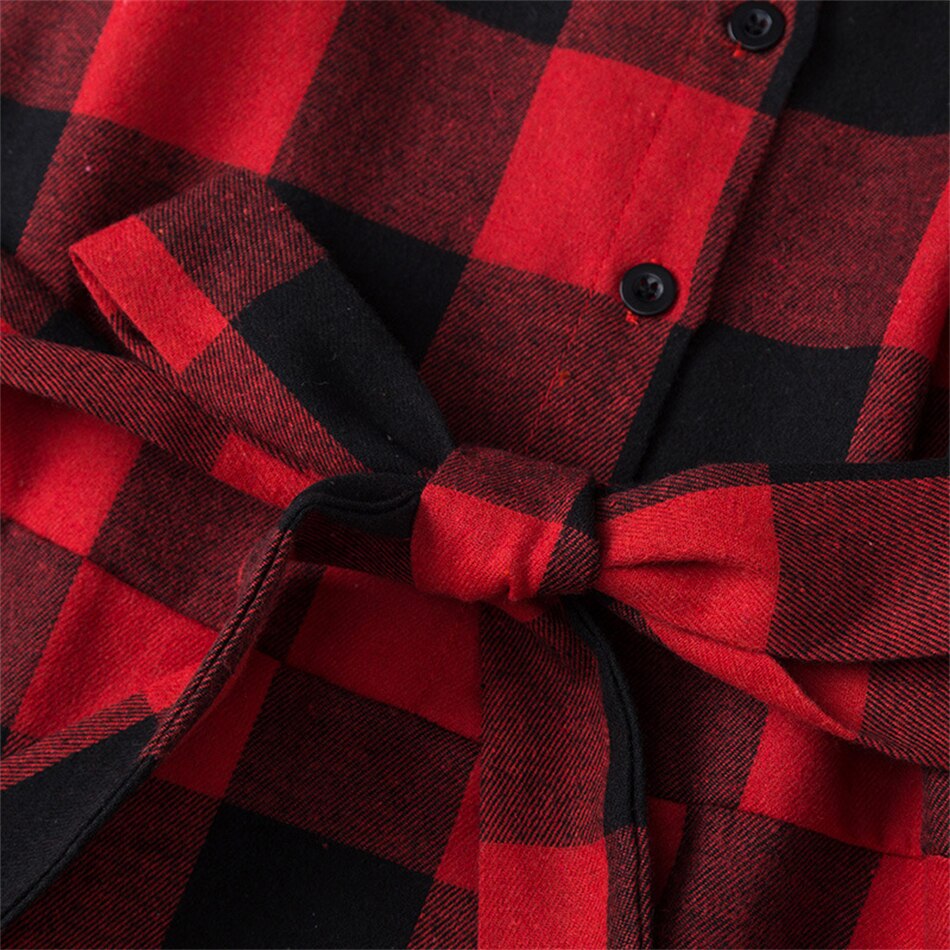 Christmas Plaid Mother Daughter Family Matching Dresses