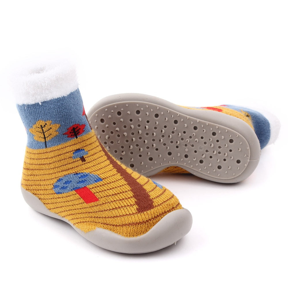 Baby Shoes Christmas Sock Shoes Knit Booties Toddler First Walker Soft Rubber