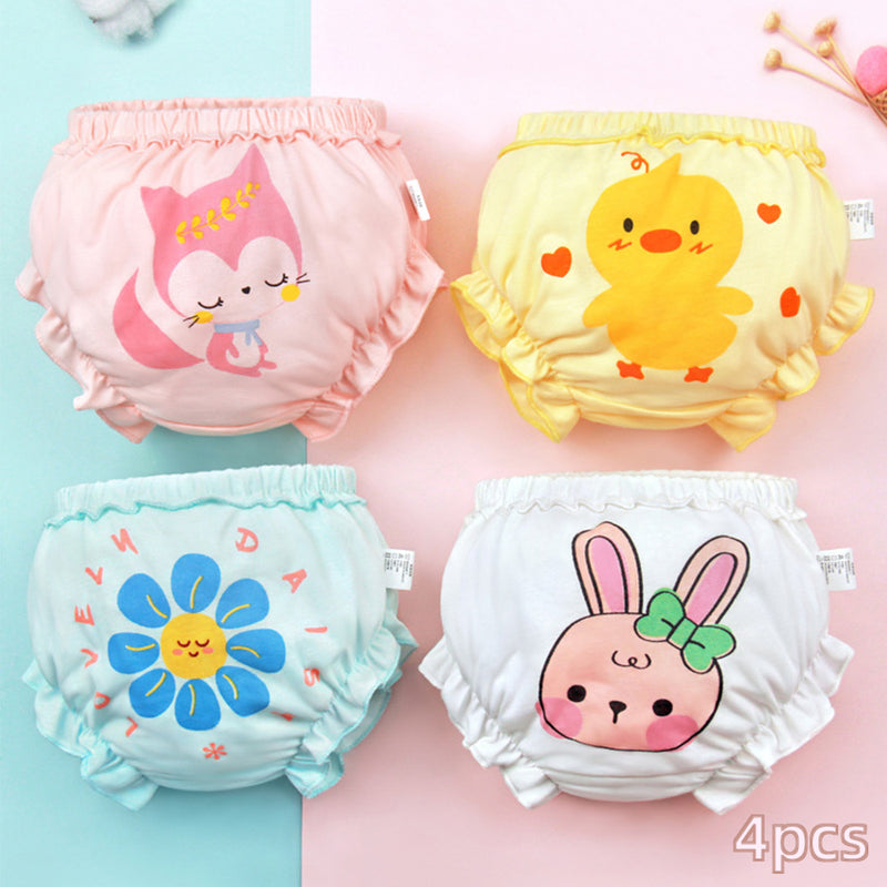 Baby Girls Print Cute Bread Infant Bows Underwear 4 Pieces/Lot
