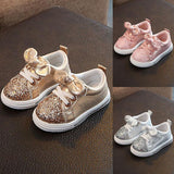 Kid Baby Girls Casual Sneaker Bow Sequin Anti Slip Shoes