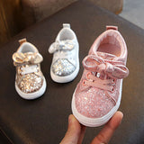 Girls Casual Sneaker Bow Sequin Anti Slip Shoes 2-5 Years