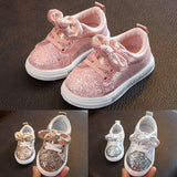 Kid Baby Girls Casual Sneaker Bow Sequin Anti Slip Shoes