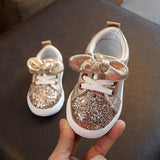 Kid Baby Girls Casual Sneaker Bow Sequin Anti Slip Shoes