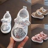 Kid Baby Girls Casual Sneaker Bow Sequin Anti Slip Shoes
