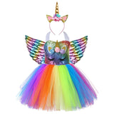 Cute Kids Girl Unicorn Birthday Party  Dress Rainbow Sequin Christmas Dress Baby Clothes - honeylives