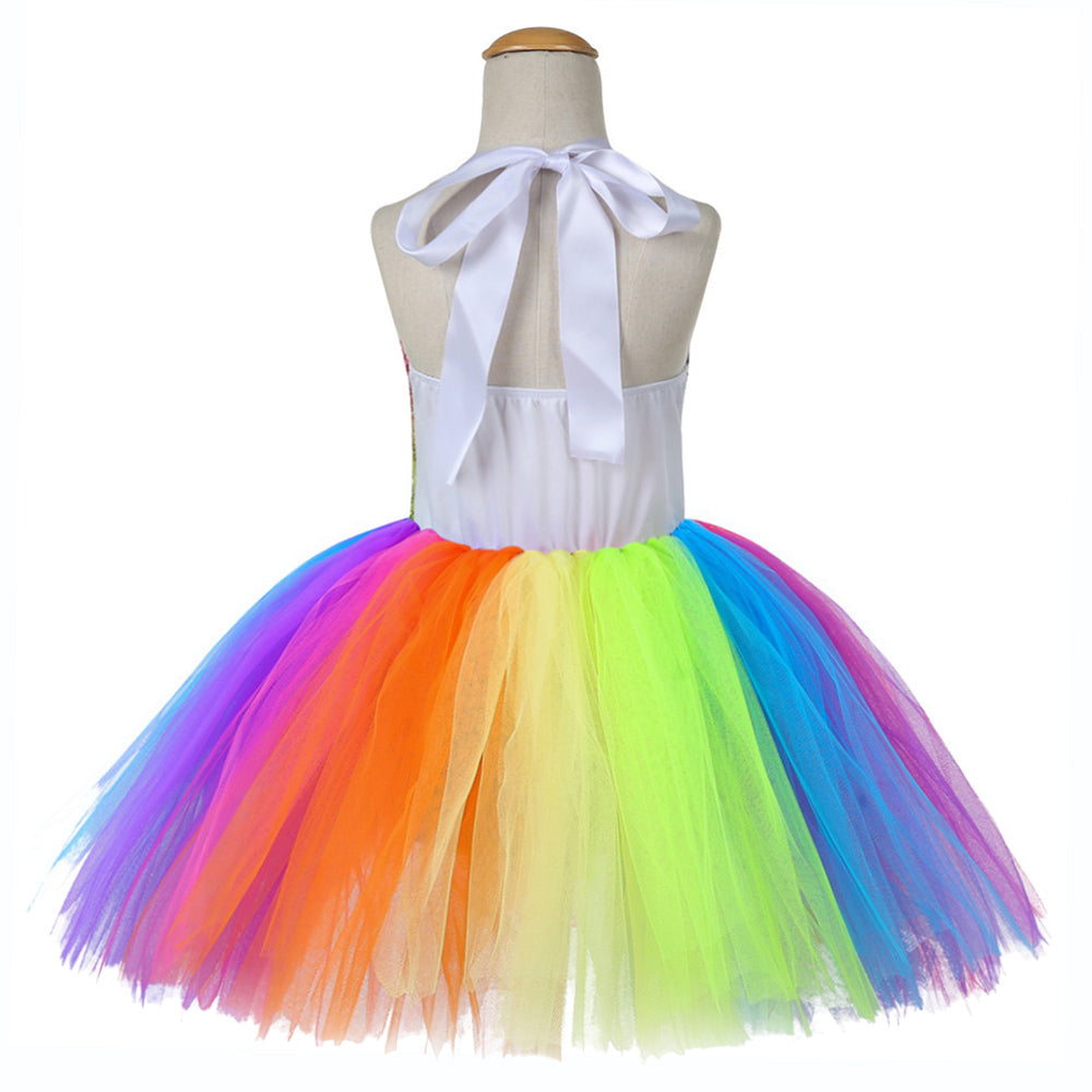 Cute Kids Girl Unicorn Birthday Party  Dress Rainbow Sequin Christmas Dress Baby Clothes - honeylives