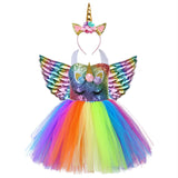 Cute Kids Girl Unicorn Birthday Party  Dress Rainbow Sequin Christmas Dress Baby Clothes - honeylives