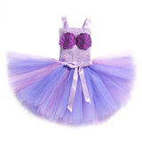 Cute Girl Mermaid Wedding Dresses Shell Pattern Christmas Princess Ariel Mermaid Unicorn Tutu Dress Headband Set - honeylives