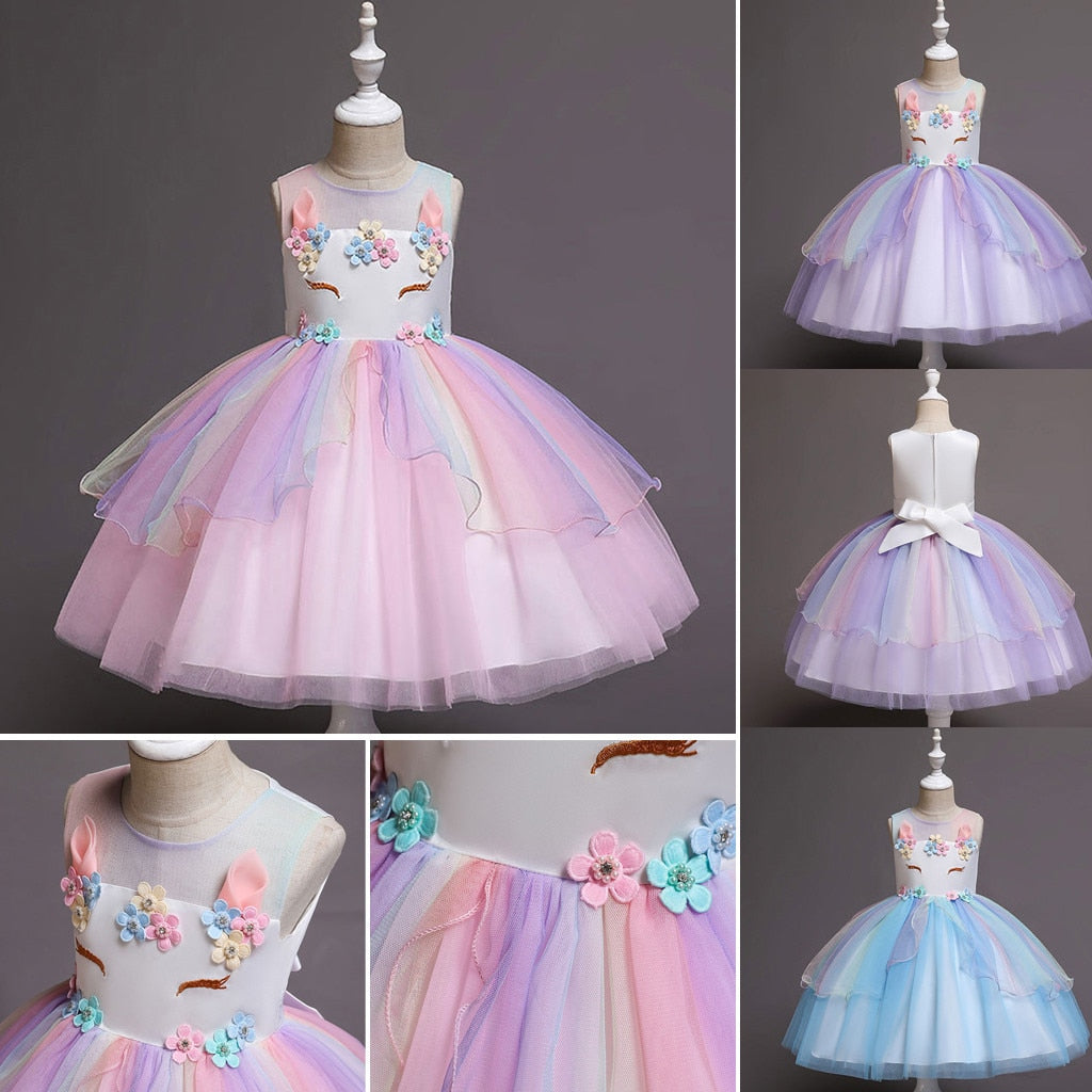 Toddler Kids Girls Sleeveless Tulle Princess Party Dresses