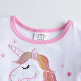 Girls Unicorn Winter Dresses Christmas Party Princess Patchwork Flying Sleeve Dress