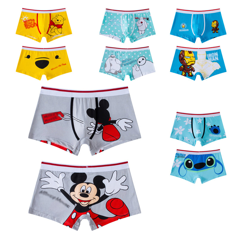 Kid Boy Cartoon Bear Shorts Cotton Breathable Funny Underwear 2 Pieces/lot