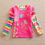 Girls Long Sleeve T-shirt Flower Tees Heart Appliques 2-8 Years