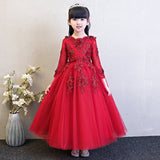 Girl Elegant Pink Tulle Flower Wedding Appliques Princess Party Prom Dress