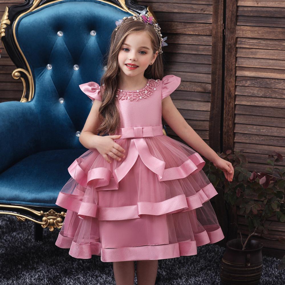 Flower Kids Girl Embroidery One-Shoulder Princess Birthday  Formal Dresses - honeylives