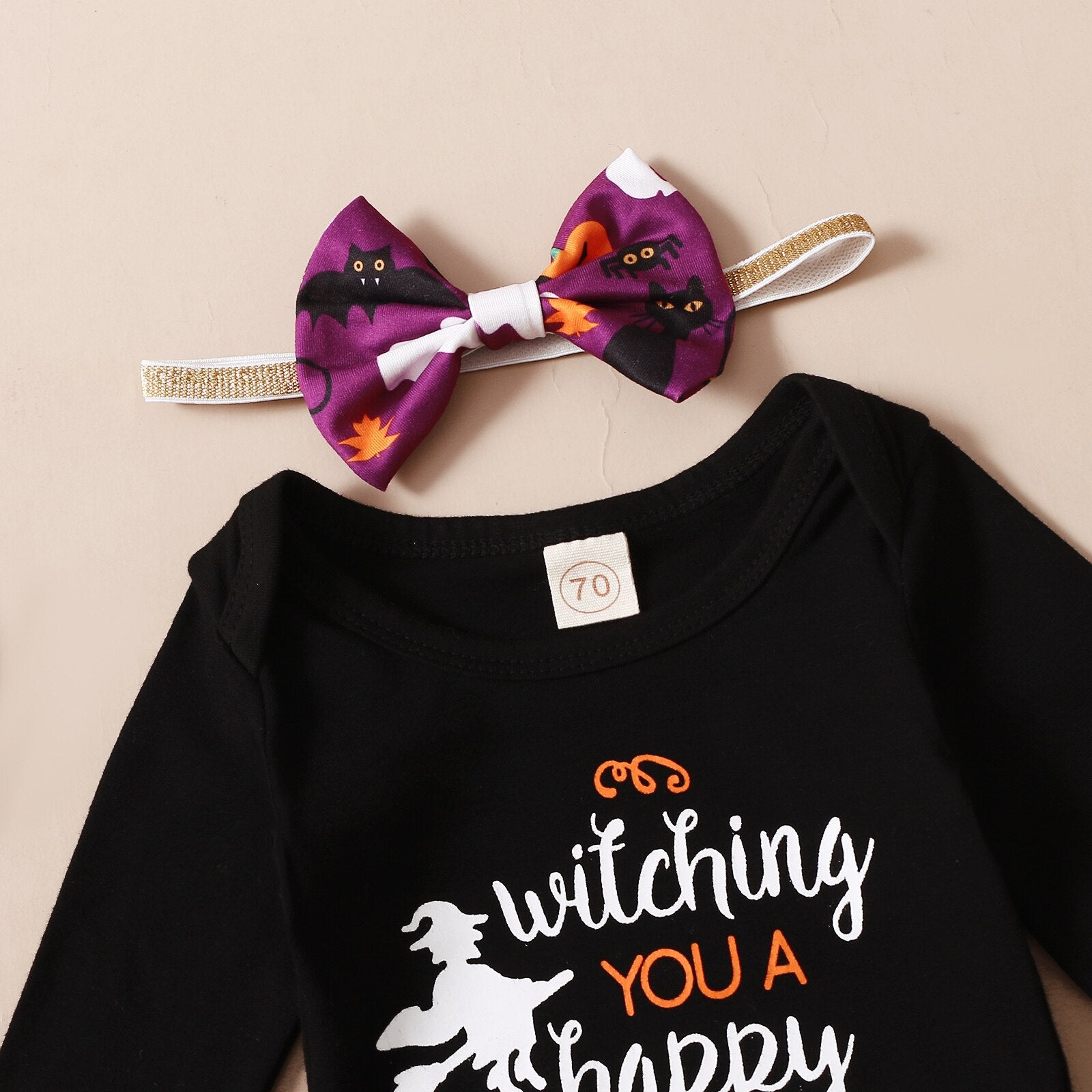 0-12M Baby Girls Halloween Letter Printed Sets 4 Pcs