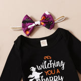 0-12M Baby Girls Halloween Letter Printed Sets 4 Pcs