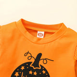 6M-4T Halloween Lovely Baby Girls Letter Ruffles Long Sleeve 2 Pcs Sets