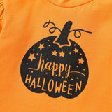 6M-4T Halloween Lovely Baby Girls Letter Ruffles Long Sleeve 2 Pcs Sets