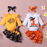 0-12M Halloween Lovely Baby Girls Cartoon Printed Sets 3pcs