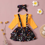 0-12M Halloween Lovely Baby Girls Cartoon Printed Sets 3pcs