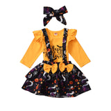 0-12M Halloween Lovely Baby Girls Cartoon Printed Sets 3pcs