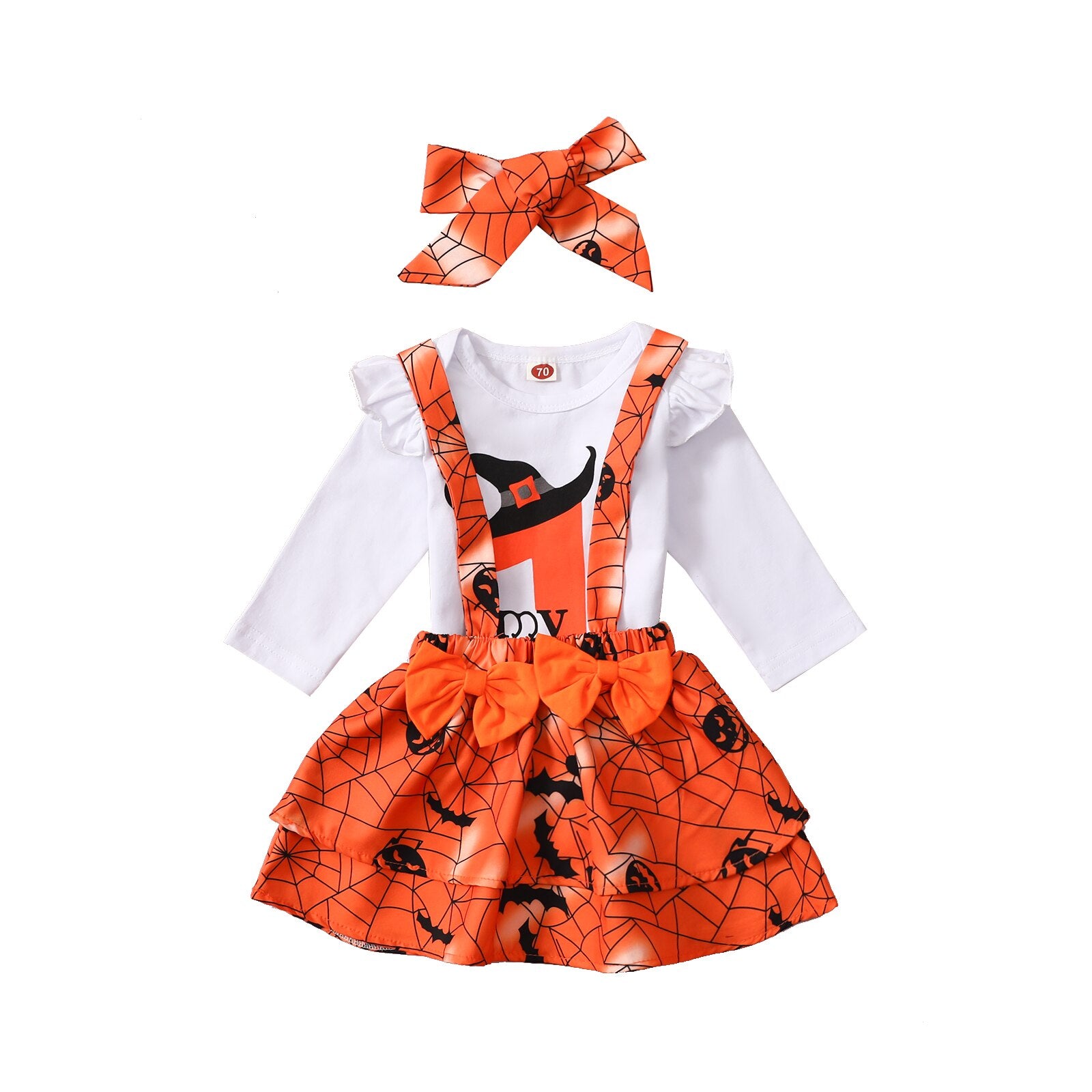 0-12M Halloween Lovely Baby Girls Cartoon Printed Sets 3pcs