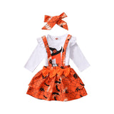 0-12M Halloween Lovely Baby Girls Cartoon Printed Sets 3pcs