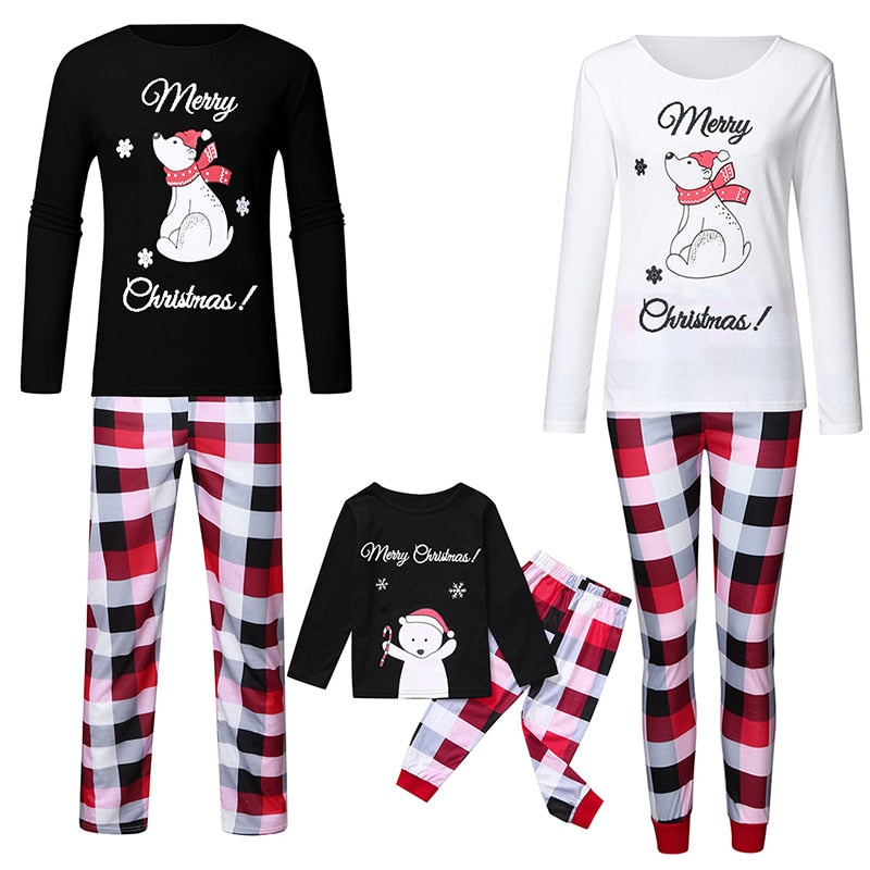 Family Christmas Pajamas Mommy Daughter Son Matching Outfit Nightwear