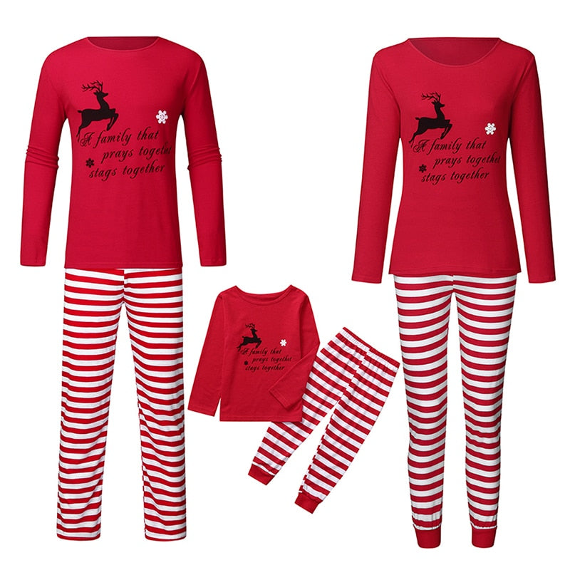 Family Christmas Pajamas Mommy Daughter Son Matching Outfit Nightwear