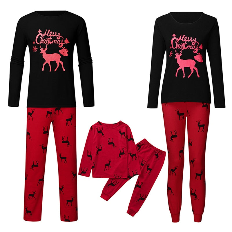 Family Christmas Pajamas Mommy Daughter Son Matching Outfit Nightwear