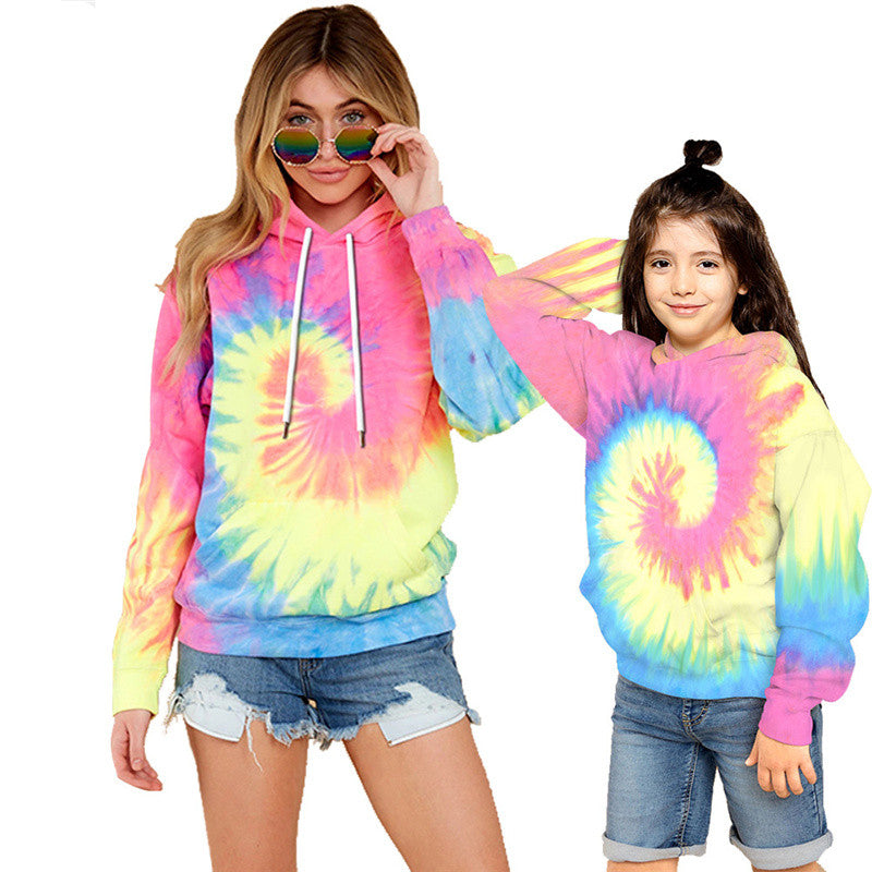 Family Matching Parent-child Autumn Tie-dye Print Hoodies